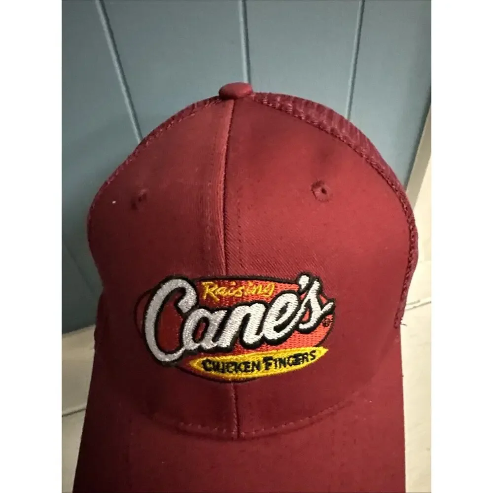Raising Canes Snapback Trucker Hat Burgundy Adjustable Mesh Employee‎ Cap